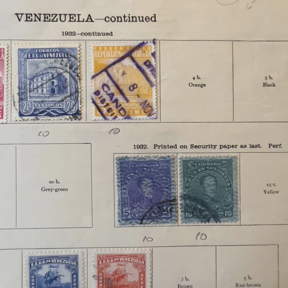 1900-1934 VENEZUELA MH USED STAMPS LOT OFFICIAL, OVERPRINTS ON ALBUM PAGE - Image 3 of 4