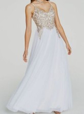 $169 Say Yes To The Prom Junior's Women White Lace Up Rhinestone Gown Dress Sz 9