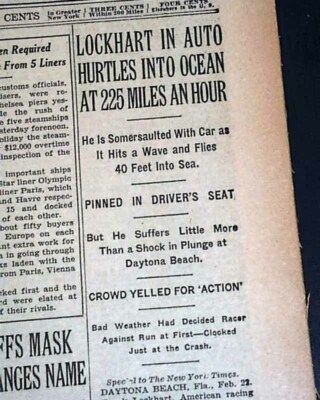 FRANK LOCKHART Speed Race Car Daytona Beach Florida Ocean CRASH 
