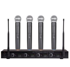 Sistema Microfonico Wireless, 4 Canali 4 Microfoni Portatile per Microfono Vocale Shure sm58