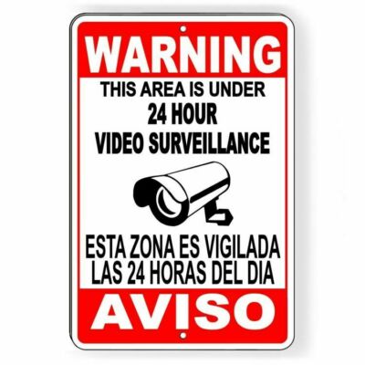 CCTV Warning Security Audio Video Surveillance Camera Sign English/Spanish SS004
