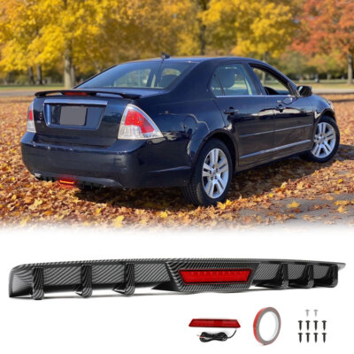 For Ford Fusion 06-20 Rear Bumper Diffuser Spoiler Lip w/ Led Brake Tail Light