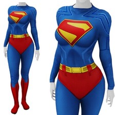 New Supergirl Jumpsuit Cosplay Bodysuit Super Girl Costume Halloween Adult Kids