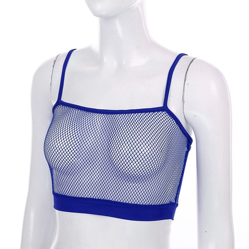 Women's Fishnet Hollow Out Bra Crop Tops Mesh Sleeveless Camisole Vest Tops Club - Picture 31 of 74