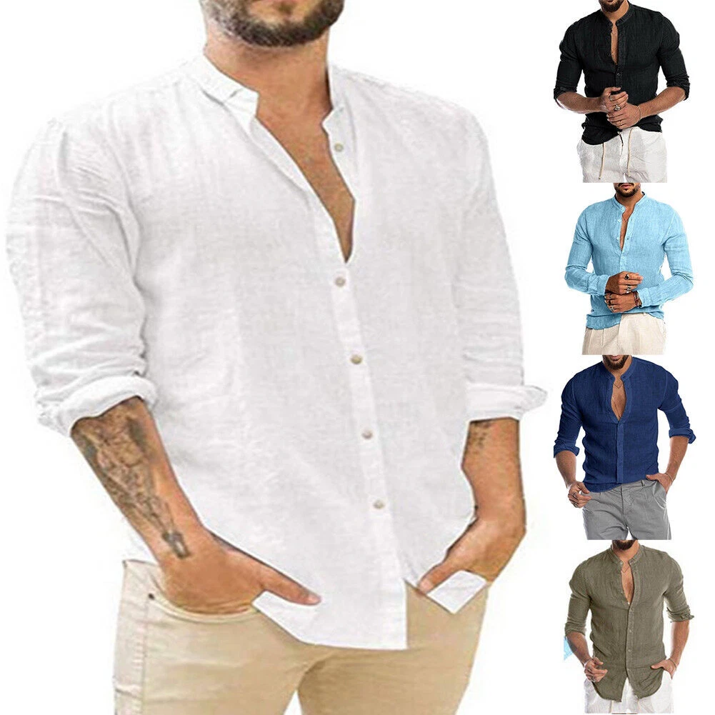 long sleeve summer button down men's shirts