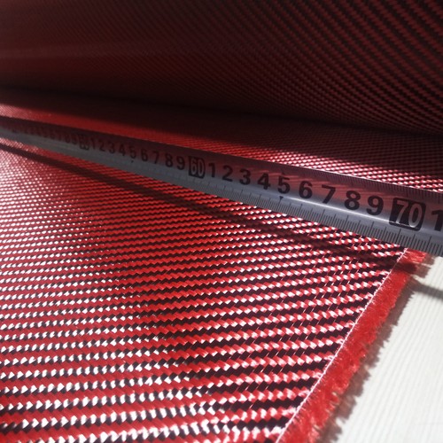 Tela mixta de fibra de carbono y aramida roja 20" 50 cm de ancho tela de aramida de carbono 200gsm - Imagen 3 de 4