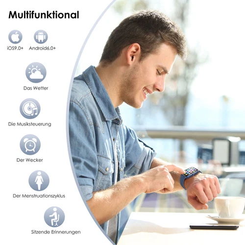 Bluetooth Smartatch für Herren Damen Armband Blutdrucks Schrittzähler Sport-uhr - Bild 5 von 8