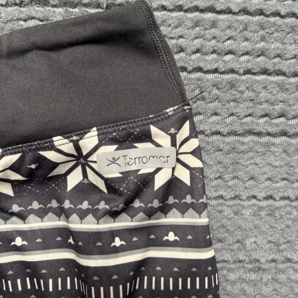 Террамар Термо леггинсы женские большие черные белые флисовые подкладка зимняя снежинка - Изображение 3 из 4