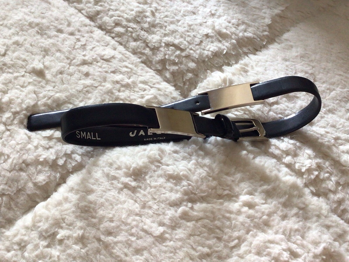Jaeger Black Leather Belt with Silver Buckle, 39\