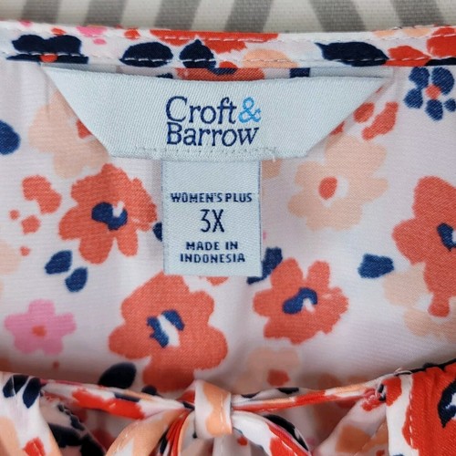 NEW Croft Barrow Peasant Top Size 3X 22/24 floral boho hippie shirt Ruffle Pink - Picture 6 of 8