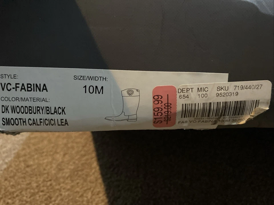 Vince Camuto Fabina Mujeres Botas de Montar Negro Marrón Cuero Cremallera Talla 10 M MB22 Foto 2 de 4