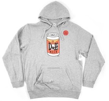 Universal Studios The Simpsons Duff Beer Can Gray Hoodie Size 2XL