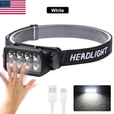 USB Rechargeable Headlight Torch Work Light Bar Head Band Lamp COB LED Headlamp