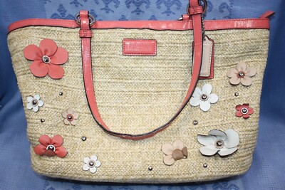 バッグ Coach Straw tote NWT Coach Small Straw Tote Bag | eBay