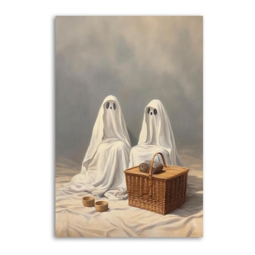 Halloween retro cute ghost picnic Canvas Art Poster Wall Art Picture Print