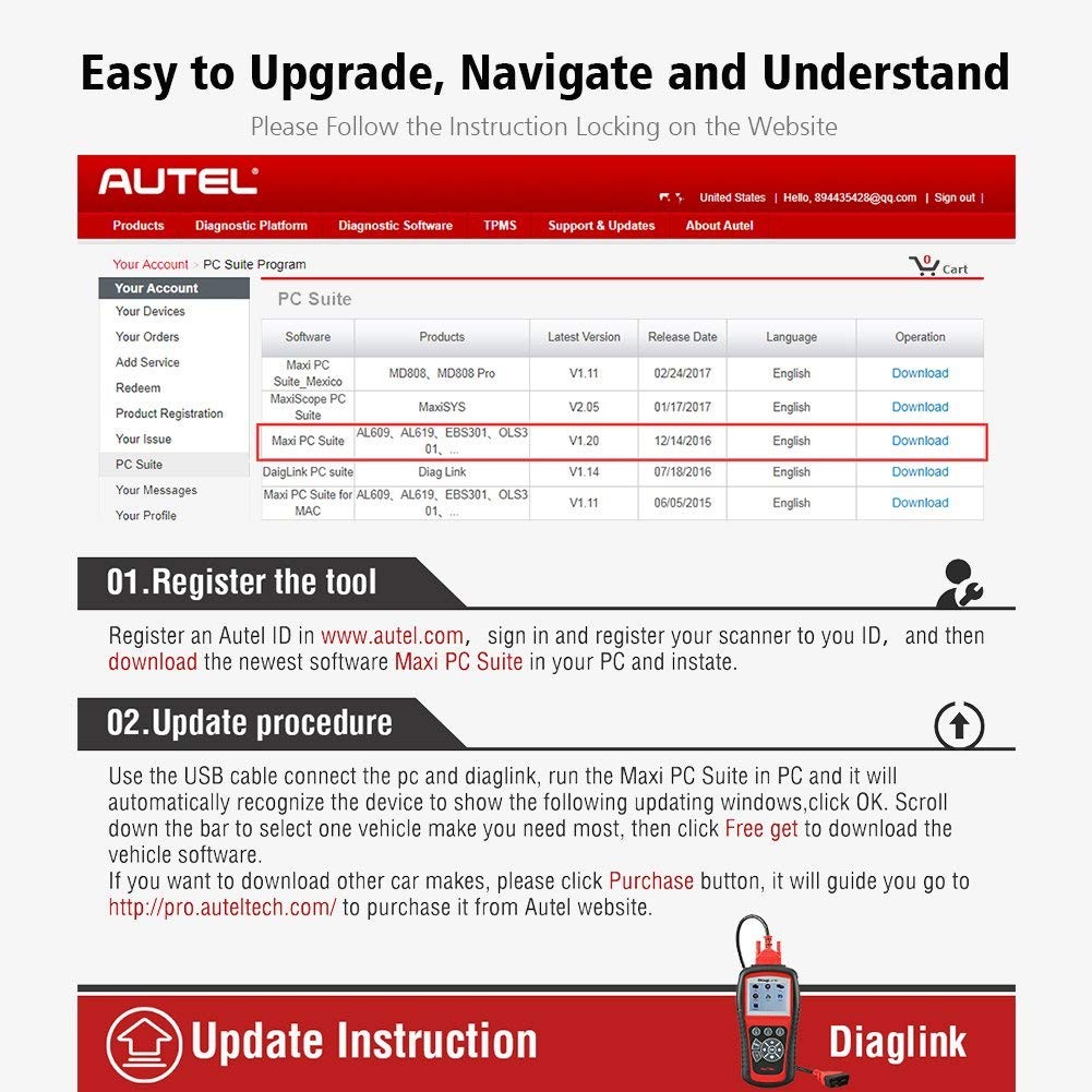 Autel - Diaglink (versione Diy Md802) Diagnosi per Auto Scanner Diagnostico di - Miniatura 8