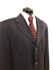 VTG VERSUS Versace Mens 52 ITA 42 US Suit Jacket Black Wool Missing Button