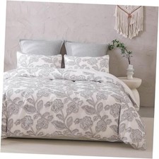 Cotton Clipped Jacquard Duvet Cover King/California King 104"W x 92"L Grey