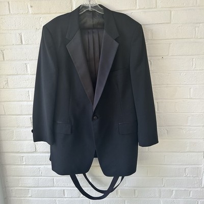 After Six Mens Black Tuxedo 44L Adjustable Waist 36-42 Suspenders Cummerbund