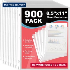 900 Pack Sheet Protectors 8.5 x 11 inch Clear Page Protectors for 3 Ring Binder,