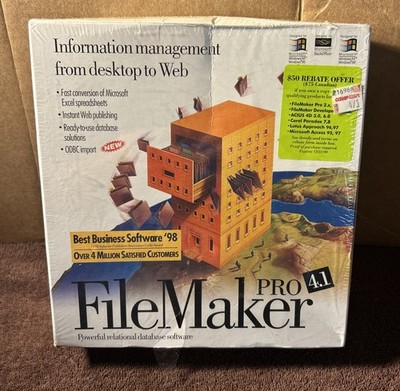 VINTAGE 1998 OLD NEW STOCK COMPUTER CD ROM FILE MAKER pro 4.1 FOR WINDOWS
