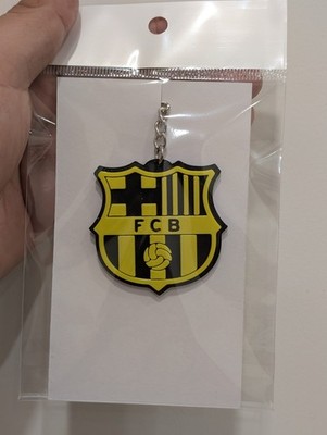 Real Madrid & FC Barcelona Soccer Keychains Yellow Black Logo Fan