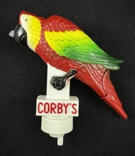 Vintage Corby's Whiskey Bottle Topper Pourer Spout Light Up Red Parrot