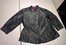 Carolina Herrera Top Women’s 16 Black Silk Button Collar Shirt Blouse Dress