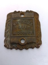 Antique Whitfield's Safe and Door Co Brass Safe Escutcheon Notice The Round Key