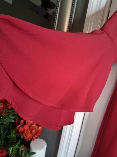 EY Boutique Womens Burgundy Long Bell Sleeve Knee Length Shift Dress Size 16 - Picture 3 of 8