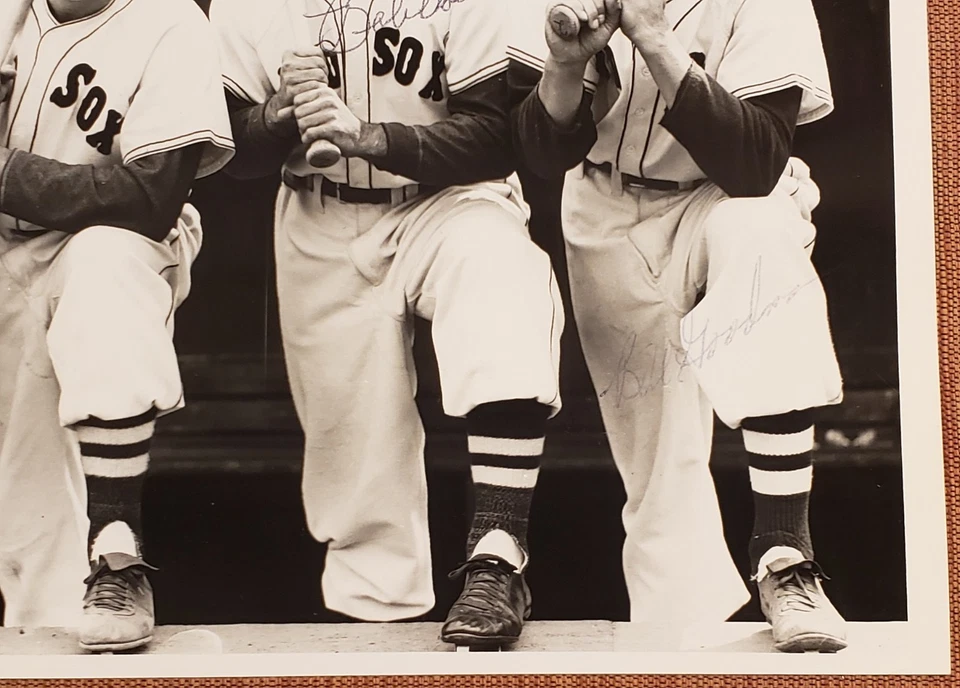Bobby Doerr HOF Goodman Pesky 3x Auto 8x10 Boston Red Sox Baseball Photo JSA - Image 4 of 4