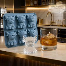 Mini Highland Cow Ice Cube Mold, Cute 3D Highland Cow Silicone Ice Cube Tray