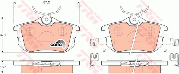 TRW GDB1314 Bremsbelagsatz, Scheibenbremse FüR Haima (Faw), Mitsubishi, Proton,-image