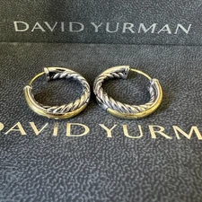 David Yurman Crossover Sterling Silver Hoop Earrings With 18k Gold