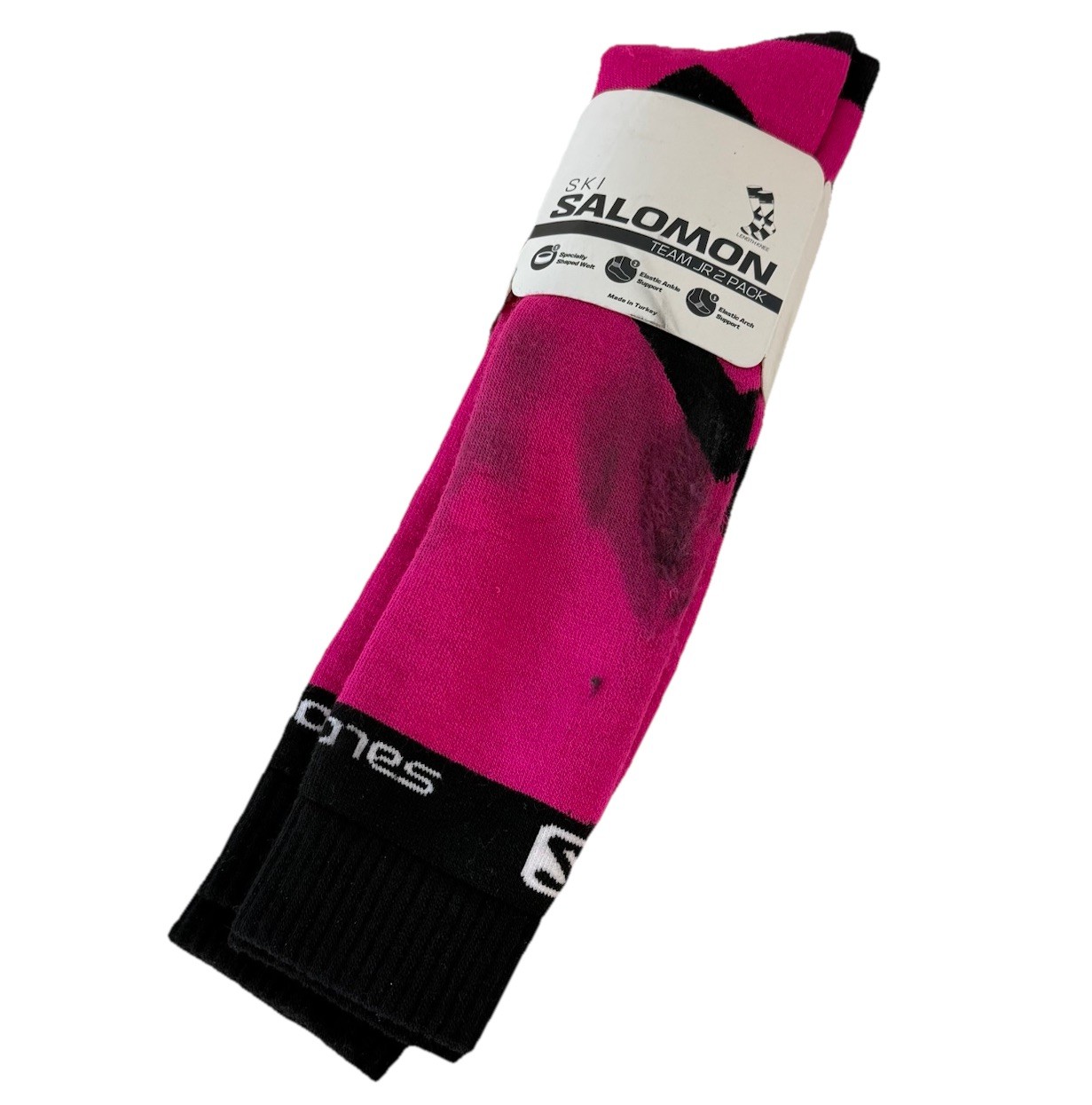 Calze da sci Salomon rosa confezione da 2 junior taglia UK 2 5 5 nuove