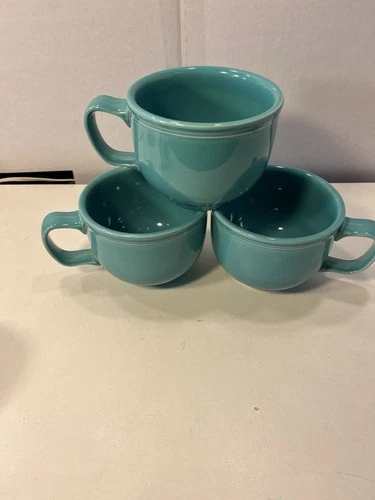 3 Fiestaware Turquoise Jumbo Coffee Soup Mug Homer Laughlin
