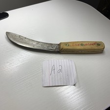 Cuchillo de carnicero Skinner mango de madera hoja curva de 6" vintage