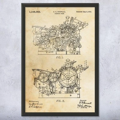 PATENT EARTH Printing Press Patent Wall Art: Journalism Art, Author Gift, Writing Art