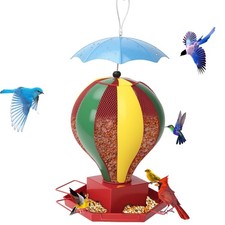 Bird Feeder for Outdoors, Fanosy Squirrel Proof 6 LB, Green Yellow Red