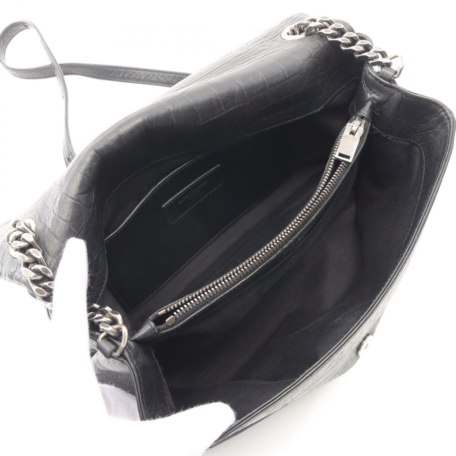 Borsa a tracolla SAINT LAURENT PARIS West Hollywood 438176 pelle nera usata donna