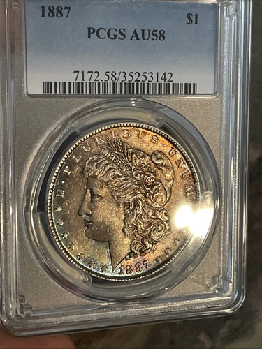 1887 Morgan Dollar PCGS AU58 Toned