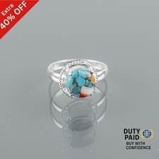 Spiny Oyster Stone Engagement Ethnic Band Boho Wife Ring Jewelry Sterling Silver