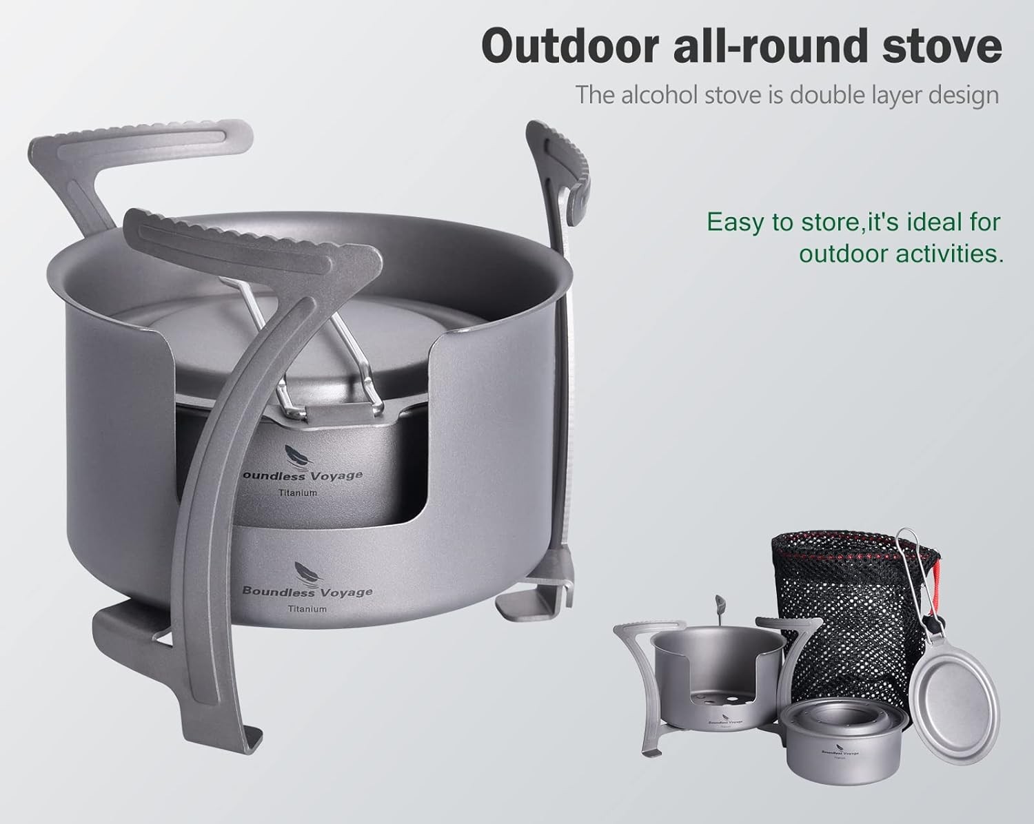 Boundless Voyage Titanium Alcohol Stove Spirit Burner &amp; Bracket Set 