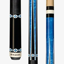 New Players C-985 Billiards Pool Cue Stick (Blue/Black/White Graphic Overlays)
