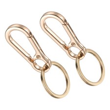Metal Keychains Keyring Hook Clip with Key Rings Gold, Pack of 2 