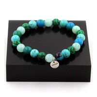Steine Und Mineralien. Armband Perlen Angelit + Malachit + TüRkis + Chrysokoll