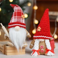 Weihnachtsdeko Wichtel 2 StüCk Figuren Lebkuchenmann Roten Hut Tischdeko