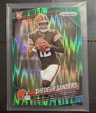 Shedeur Sanders 2025 Panini Prizm Green Shock Prizm Browns #302 Rookie Card 