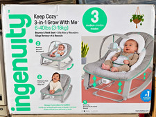 Ingenuity Keep Cozy 3-in-1 Grow With Me Bouncer Rocker Seat, Vibration Gray
