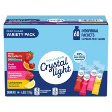 Crystal Light Variety Pack Drink Mix Packets 60 pk Sugar Free Great Price